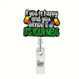 Med Tech Pharmacy Funny Badge Reel with Slip Clip